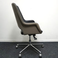 Mpiu Juliette J101 Design Vergaderstoel | Zwart Leer / Beige stof