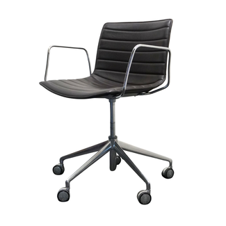 Arper Catifa 53 Design Vergaderstoel | Verrijdbaar | Donkerbruin Leer