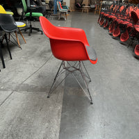 Vitra Eames Dar | Rood | Chroom | met zitkussen Grijs Gemêleerd