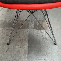 Vitra Eames Dar | Rood | Chroom | met zitkussen Grijs Gemêleerd