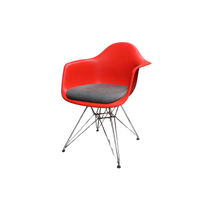 Vitra Eames Dar | Rood | Chroom | met zitkussen Grijs Gemêleerd