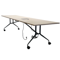 Mara Klaptafel Verrijdbaar | 320 x 80 cm | Midden eiken | Kabeldoorvoer